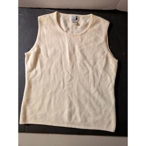 Women's 100% Cashmere Cream Sleeveless Tank Top, Size PL